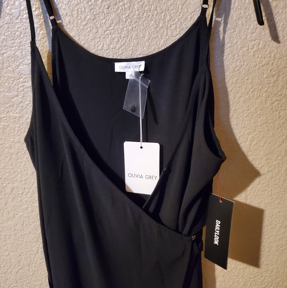 Black wrap midi dress